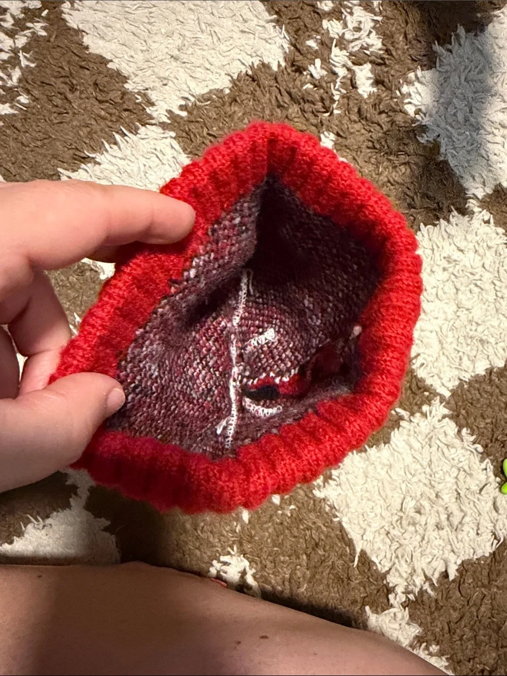 Red Leopard Pom Beanie Kids Winter Hat